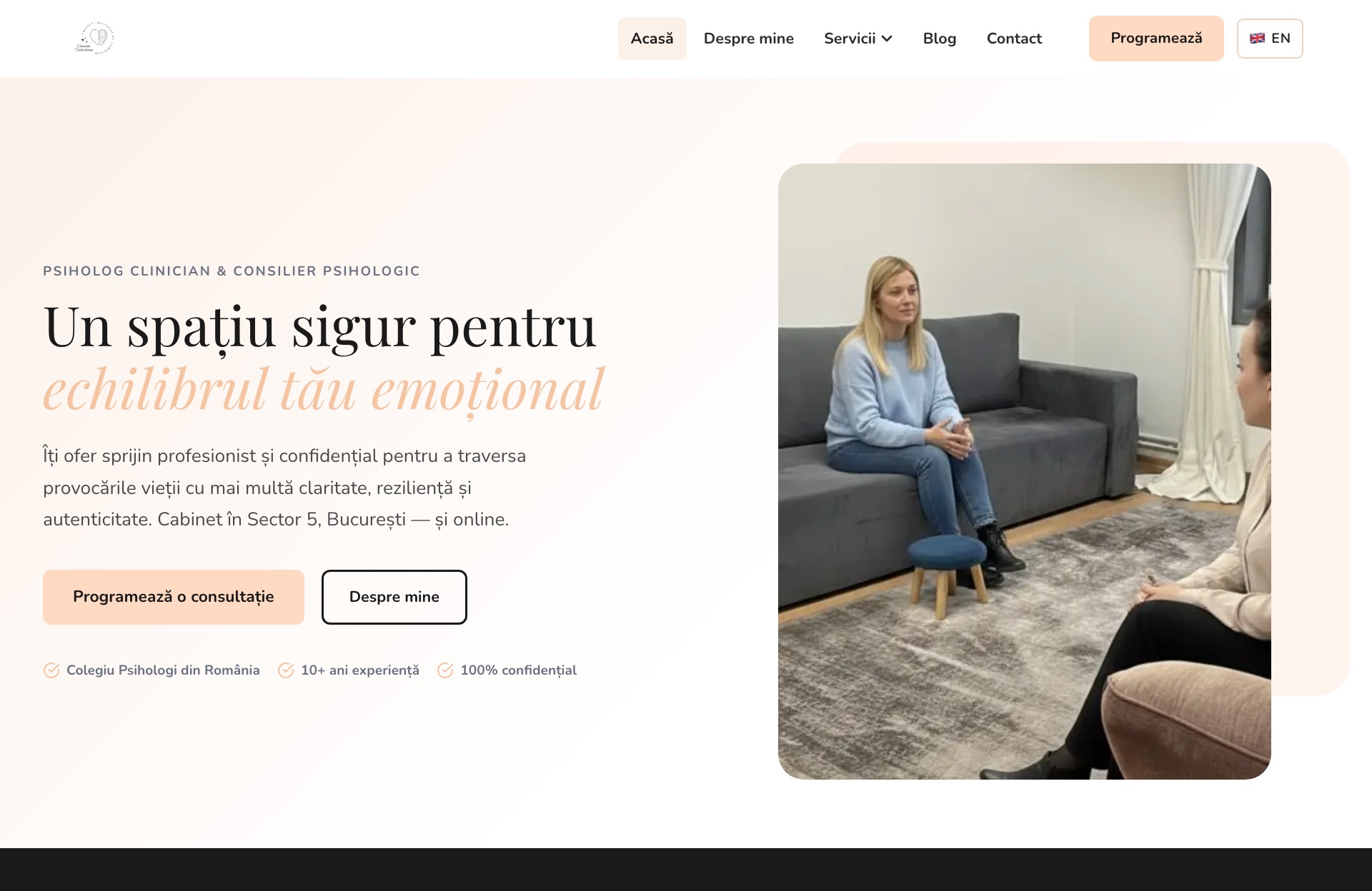 Site-ul Camelia Cochirleanu — cabinet de psihologie