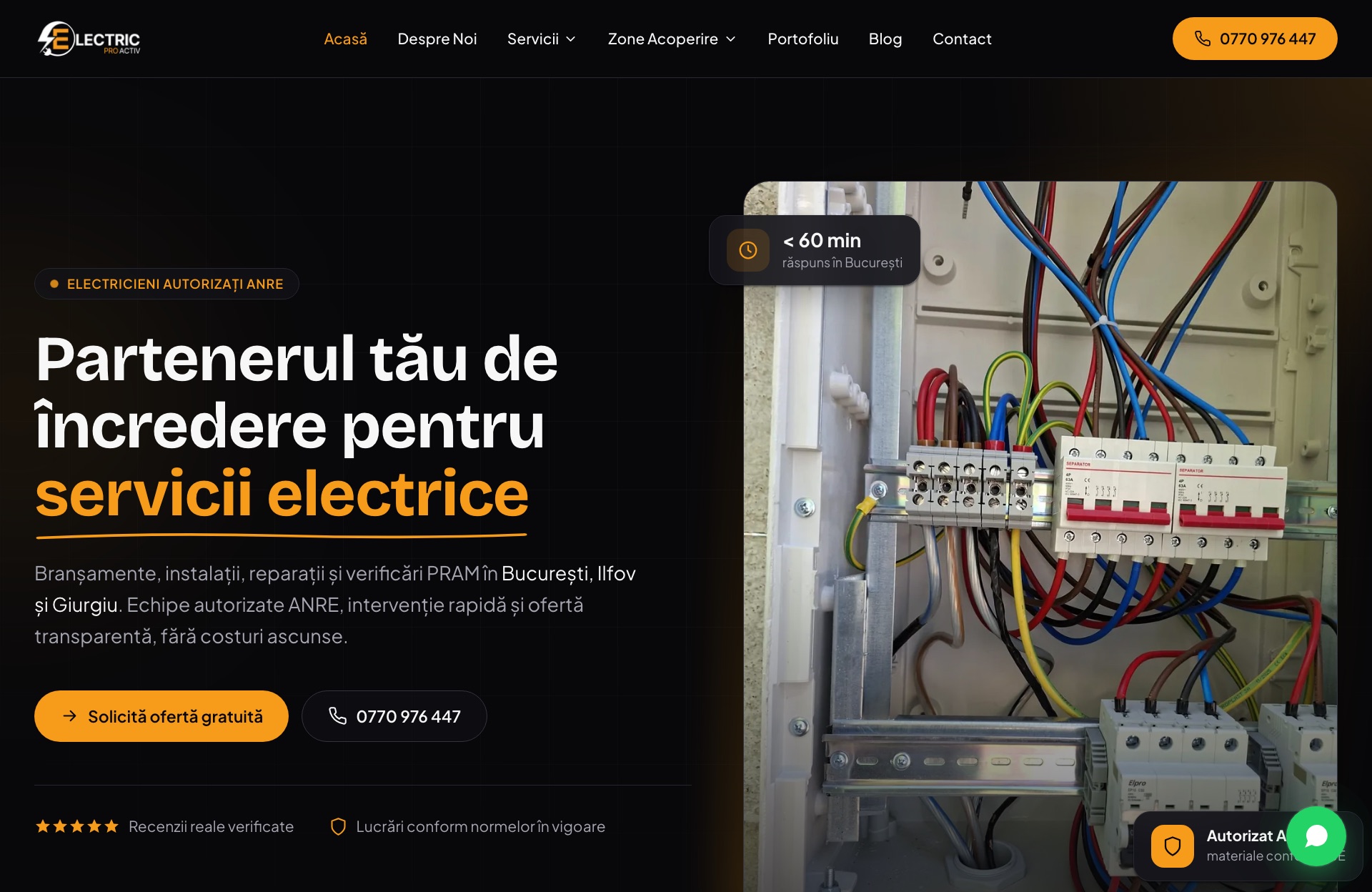 Site-ul Electric Pro Activ — electricieni autorizați